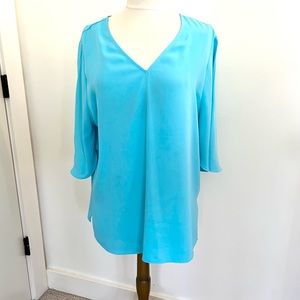 Chicos Fun Summer Turguoise Blouse Size 2